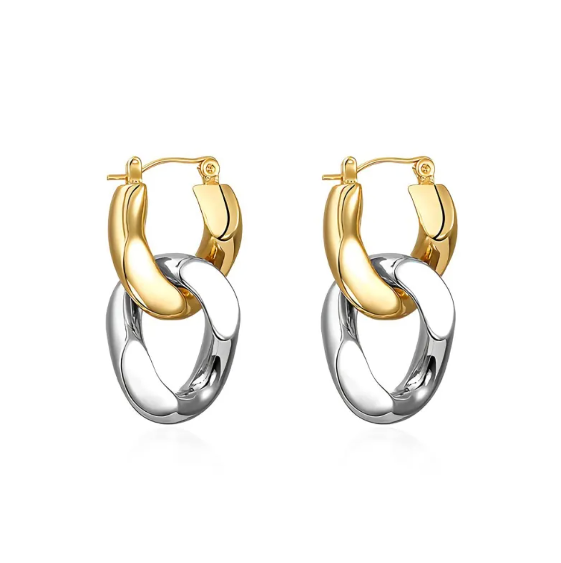 Fashion Diamond Thick Earrings Exquisite Cuban Link Chain Pendant Earrings