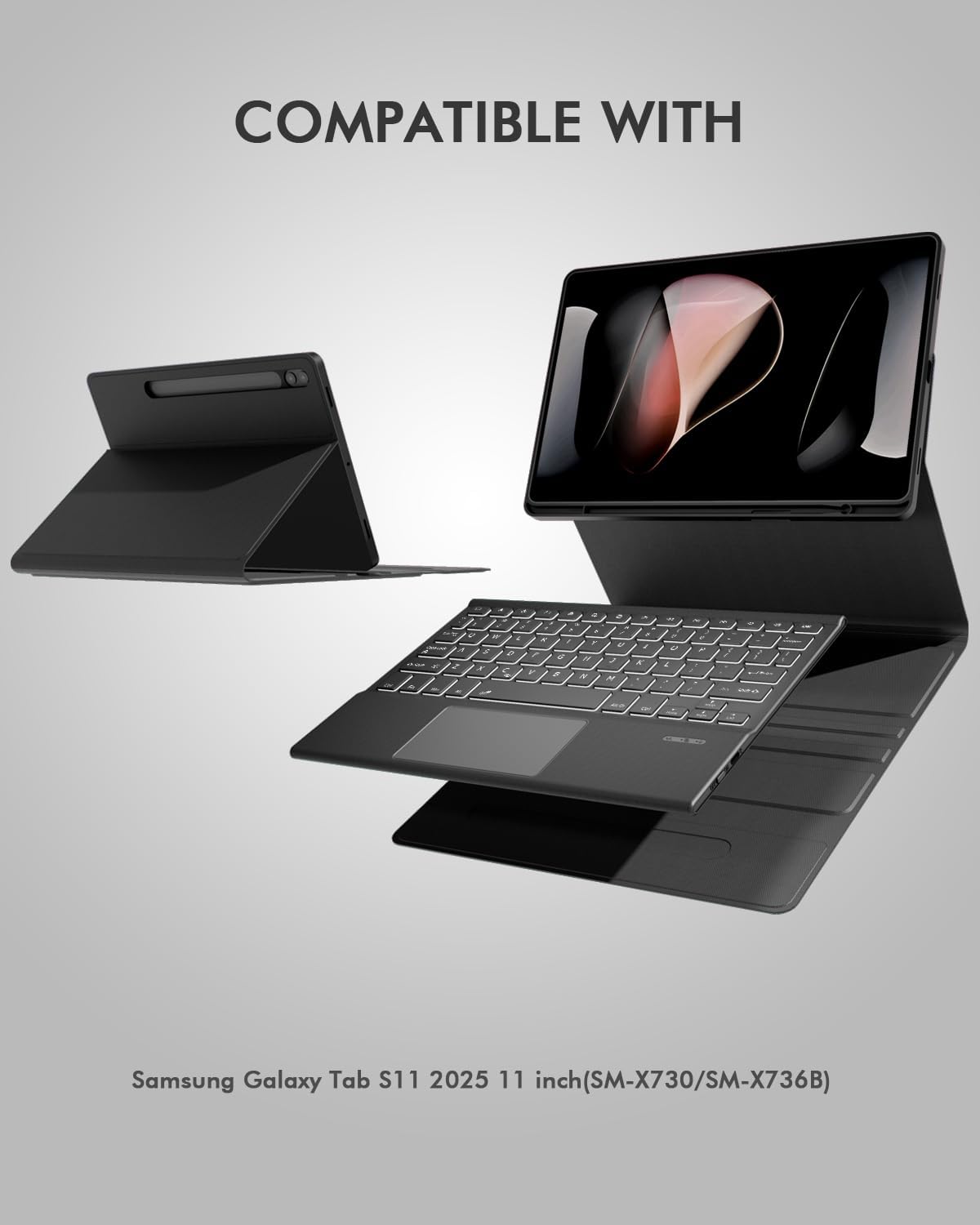 Samsung Galaxy Tab S11 Keyboard Case - 7 Backlight Colors and Trackpad | Navigate Series