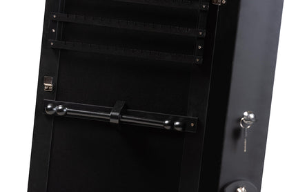 Baxton Studio Madigan Modern and Contemporary Black Finished Wood Jewelry Armoire with Mirror