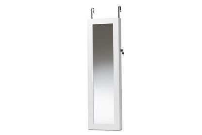 Baxton Studio Richelle Modern and Contemporary White Finished Wood Hanging Jewelry Armoire with Mirror