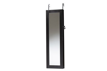 Baxton Studio Richelle Modern and Contemporary Black Finished Wood Hanging Jewelry Armoire with Mirror