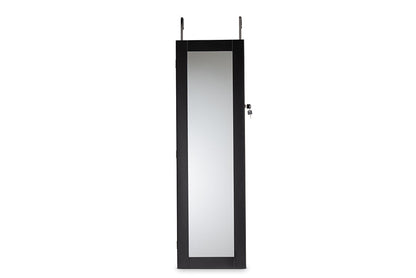 Baxton Studio Richelle Modern and Contemporary Black Finished Wood Hanging Jewelry Armoire with Mirror