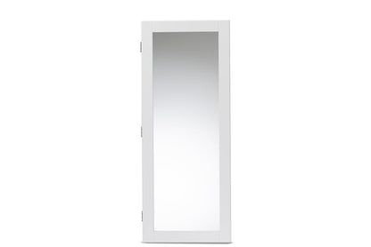 Baxton Studio Pontus Modern and Contemporary White Finished Wood Wall-Mountable Jewelry Armoire with Mirror