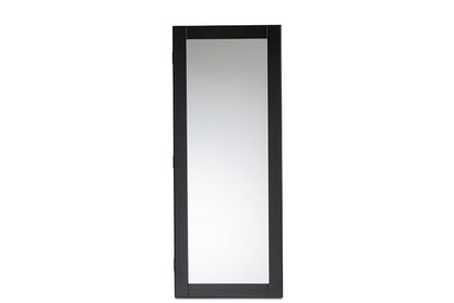 Baxton Studio Pontus Modern and Contemporary Black Finished Wood Wall-Mountable Jewelry Armoire with Mirror