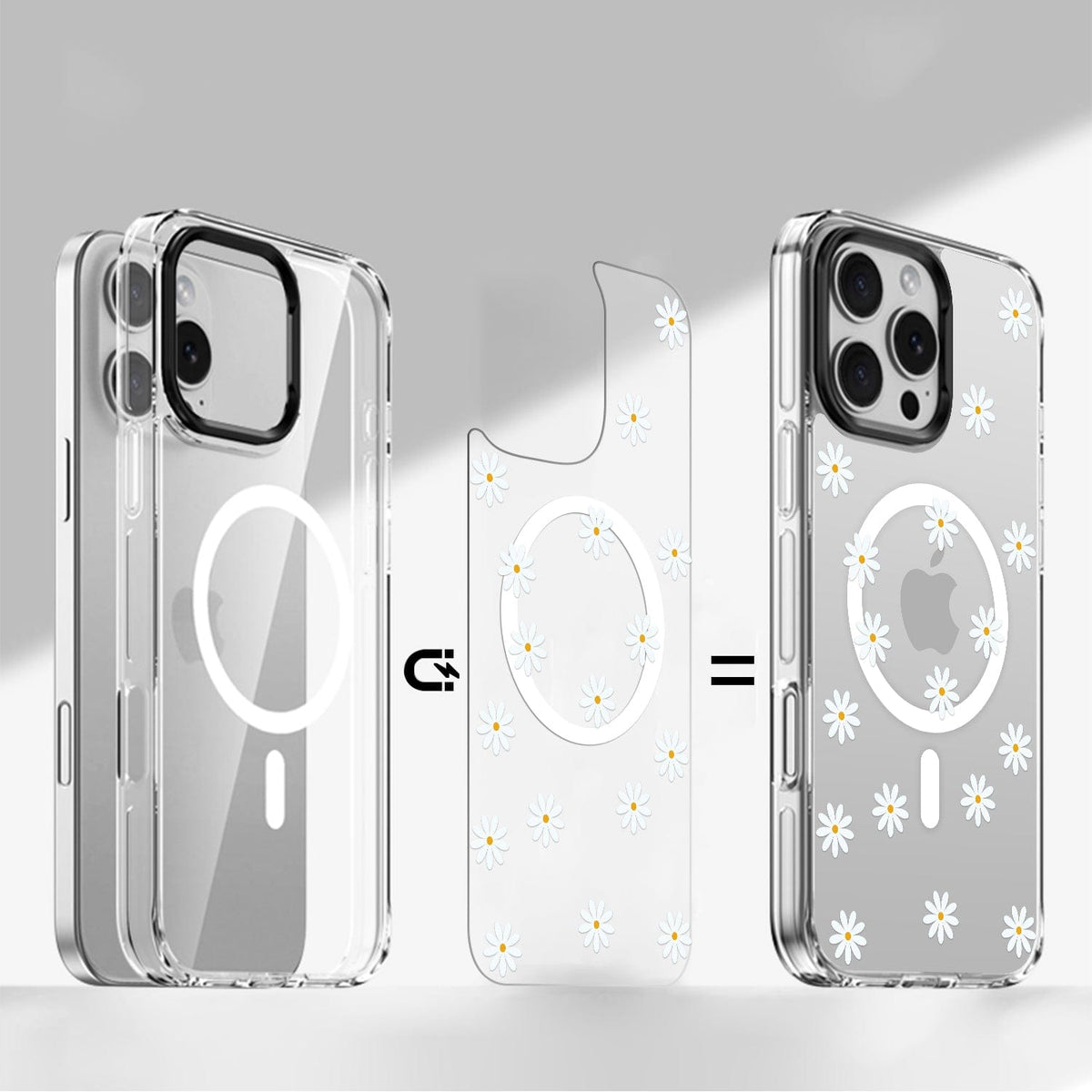 iPhone 16 Pro Max Case with Swappable Floral & Marble Designs - Wireless Charging | Inspire Series