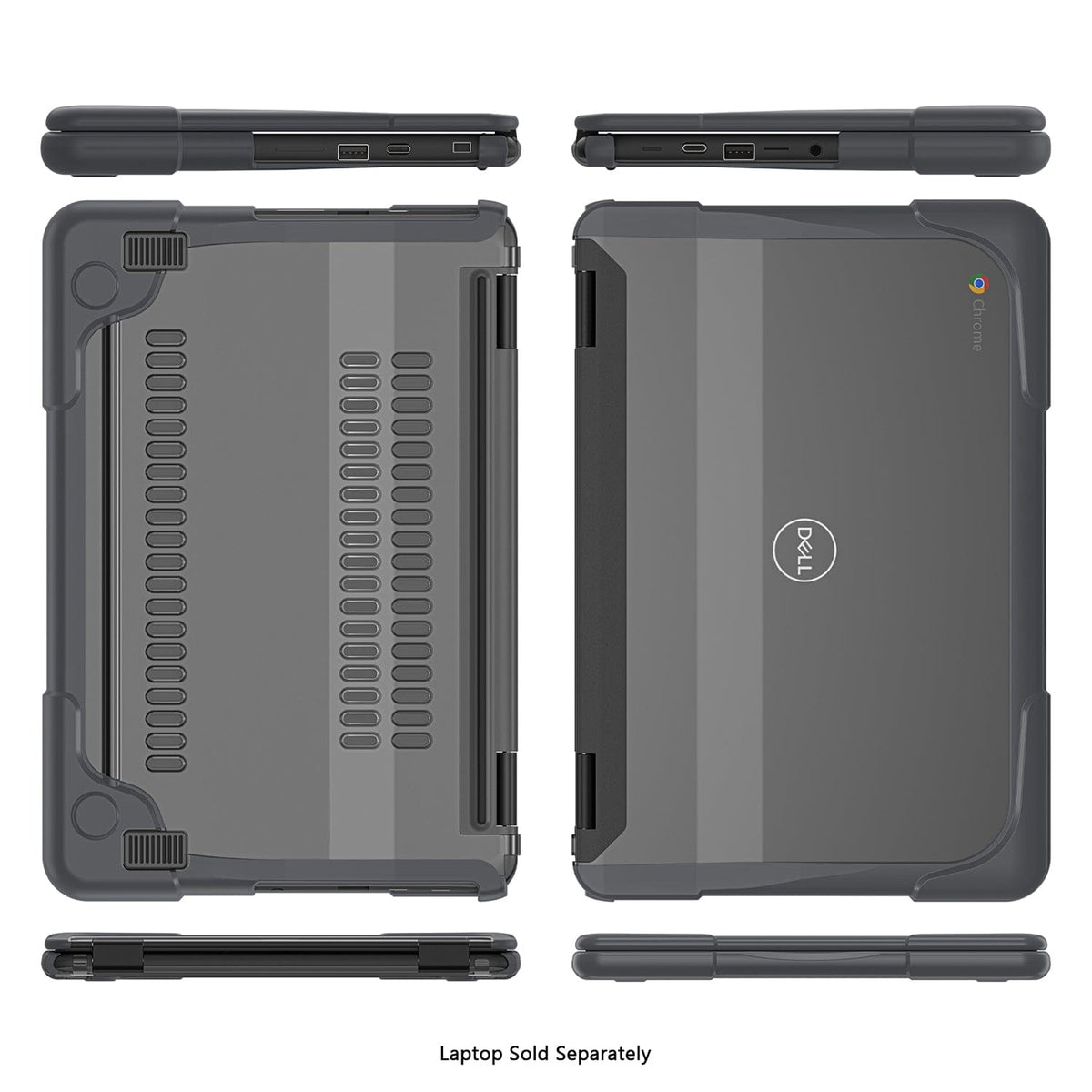 DualShock Laptop Case for Dell 3120/3110/3100 Clamshell & 2-in-1 Chromebook - Gray/Clear