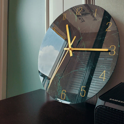 Luxury Silent Glass Wall Clock Living Room Decor