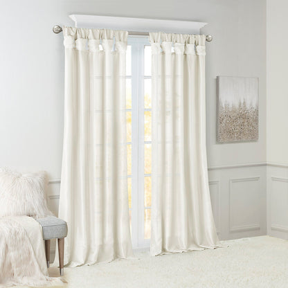 Twist Tab Lined Window Curtain Panel White 50x84