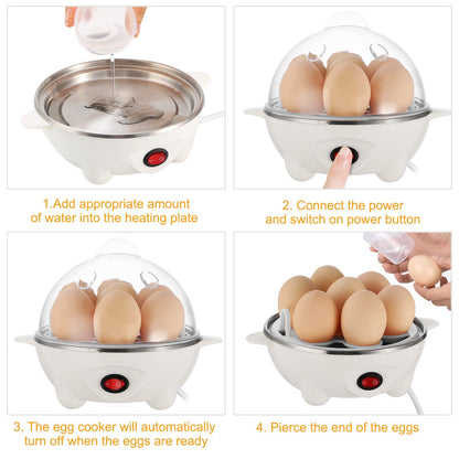 7-Egg Electric Egg Cooker – Auto Shut-Off, 350W, Hard & Soft Boiled, Steam Cooker