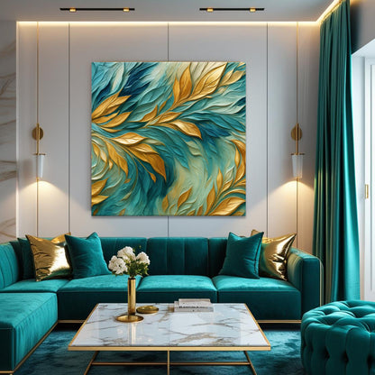 Frosted Gold and Blue Composition Wall Art