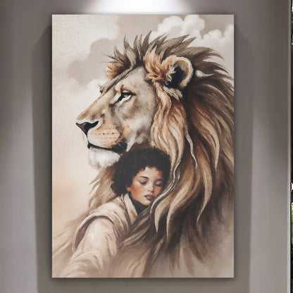 Sacred Strength — Lion & Girl Wall Art