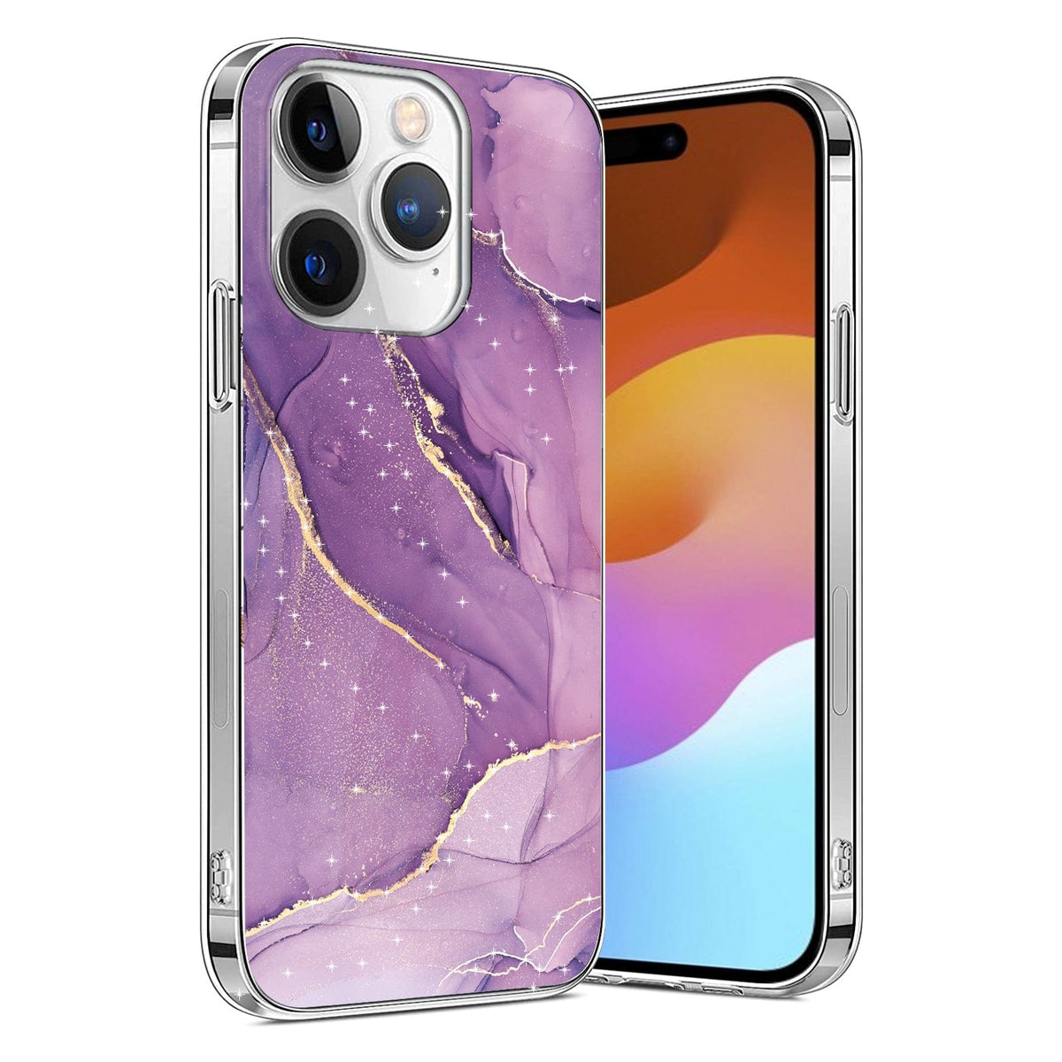 iPhone 15 Pro Purple Marble Case - Stylish Protection | Inspire Series