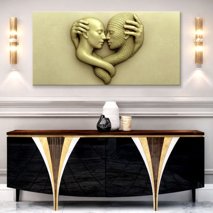 Abstract Lovers: A Study in Devotion Wall Art