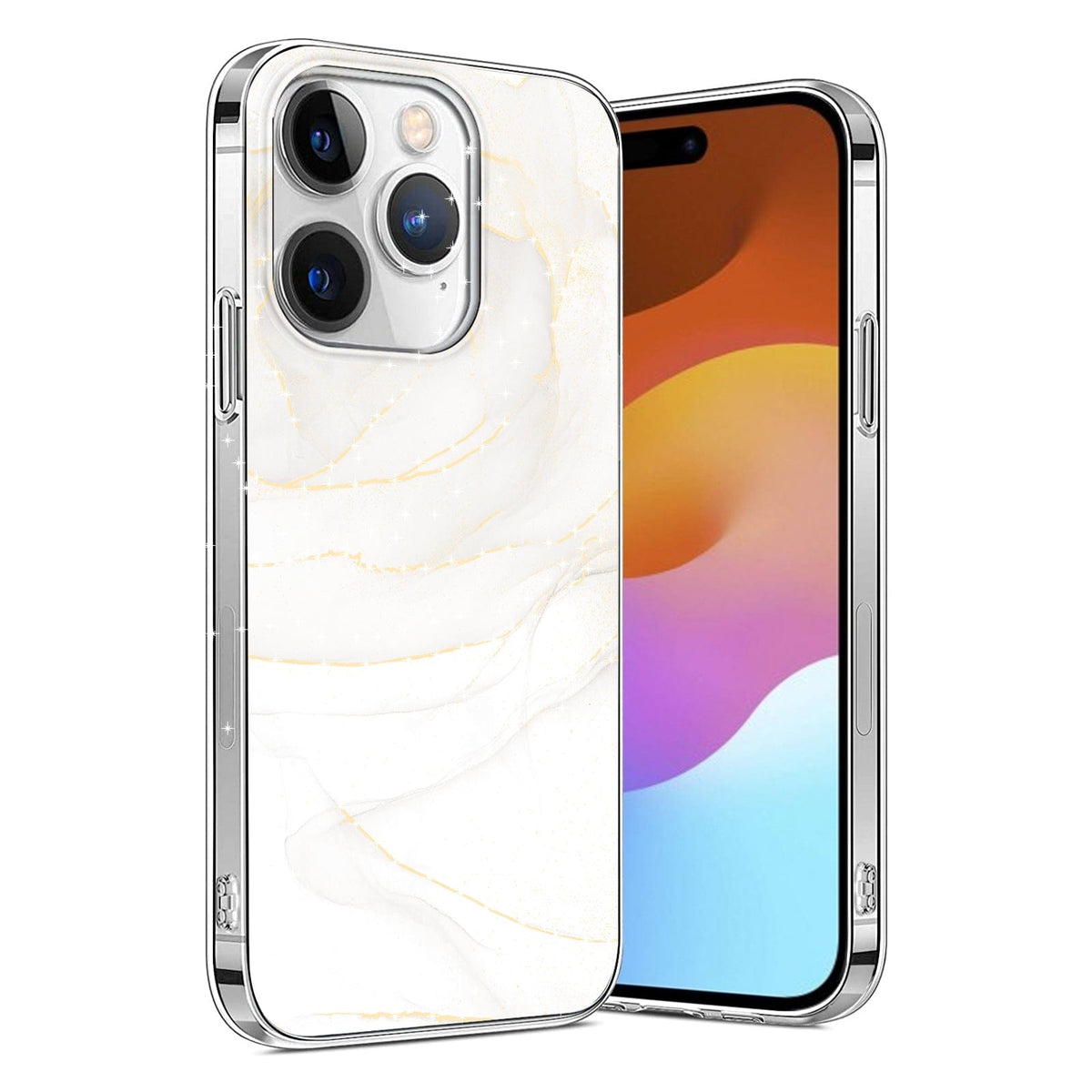iPhone 15 Pro Max White Marble Case - Classic Design | Inspire Series