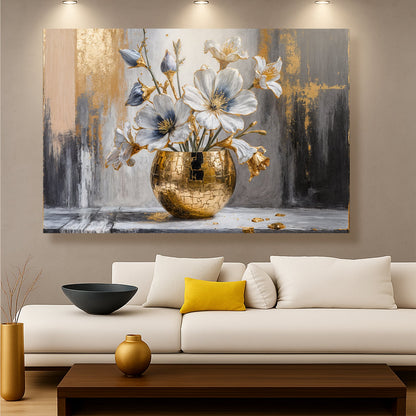 Gilded Magnolia Bloom Abstract Art