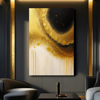 Gilded Noir Abstraction Wall Art