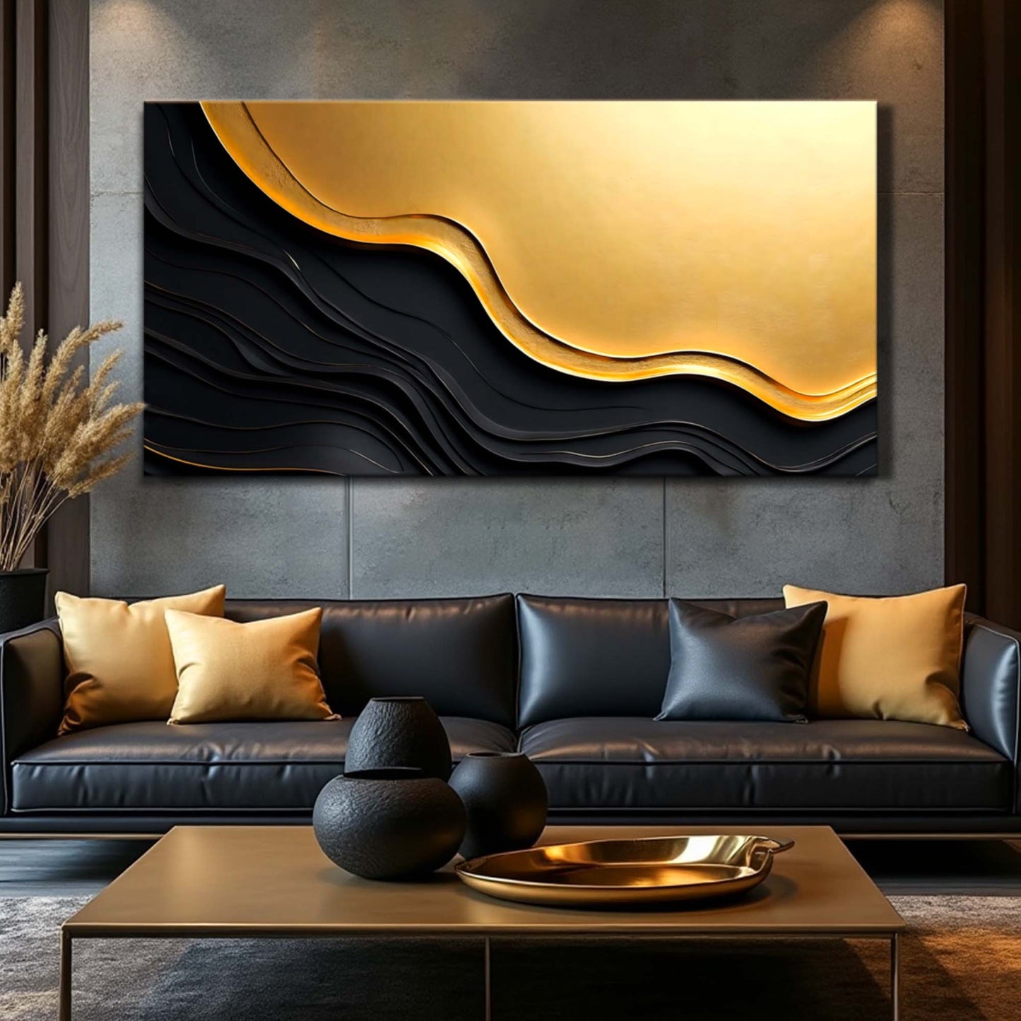 Gold on Black Composition V Wall Art
