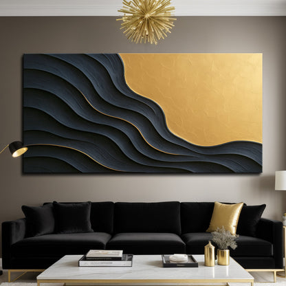 Form No. XII — Black & Gold Wall Art