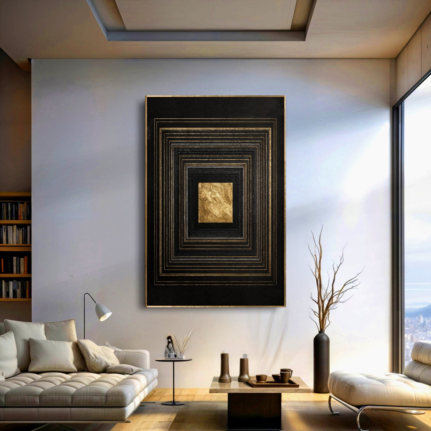 Gold Pulse on Black Wall Art