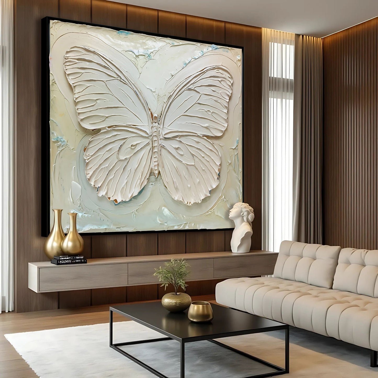 3D White Butterfly Sculpture Panel Wall Art