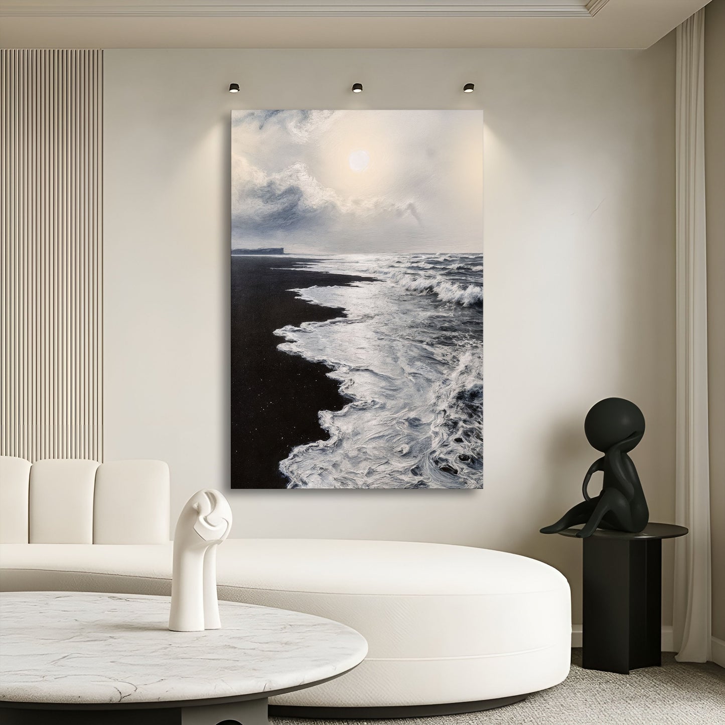 Monochrome Wave Abstract Wall Art