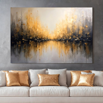 Luminous Gold Reflections Wall Art