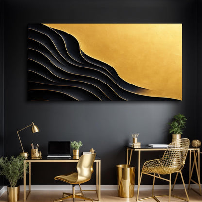 Abstract Noir & Gold XI Wall Art