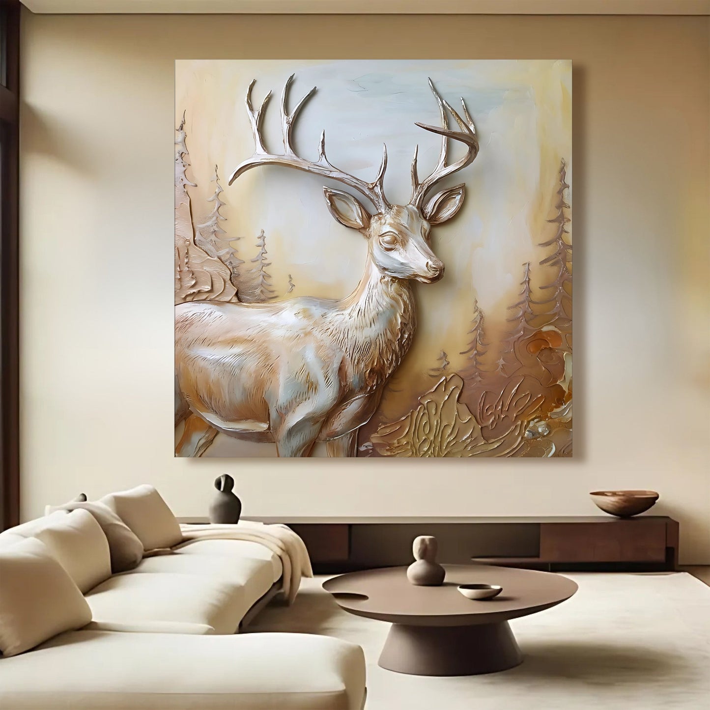 3D Deer Sculpture Panel