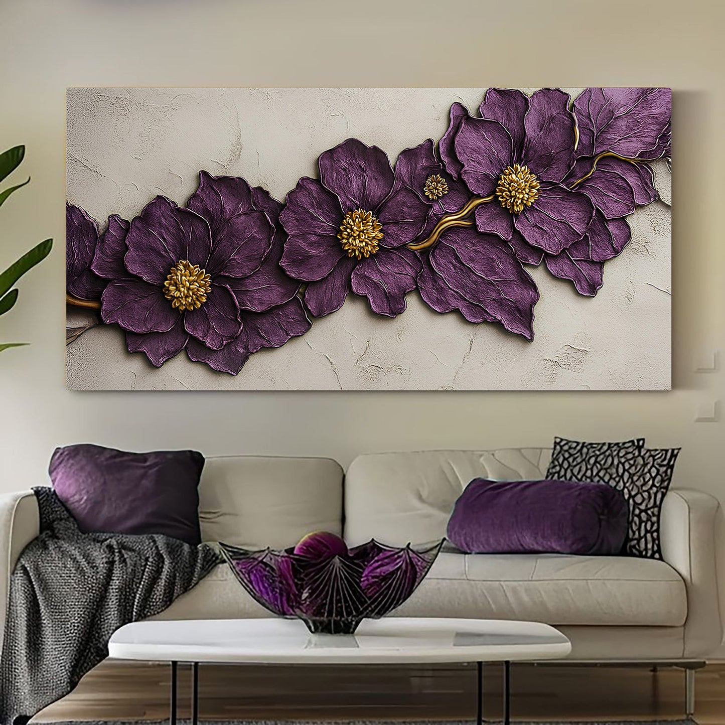 Violet Blossom Sculpture Wall Art