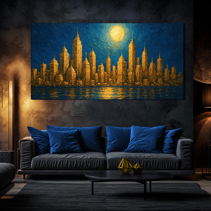 Impasto Golden Skyline Wall Art