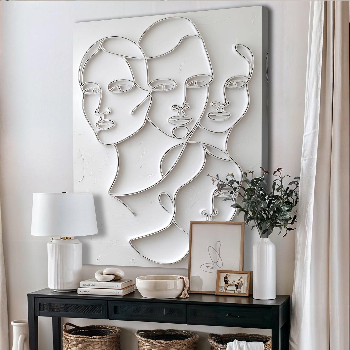 3D Abstract Faces Composition Wall Art