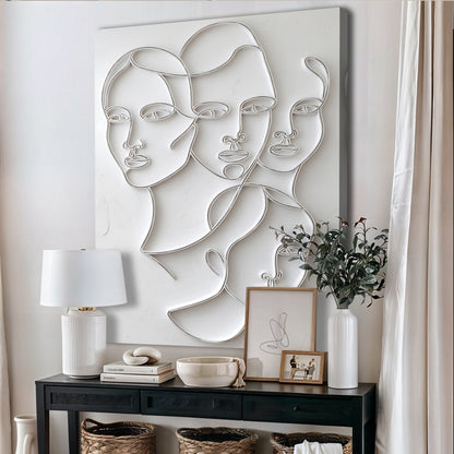 3D Abstract Faces Composition Wall Art