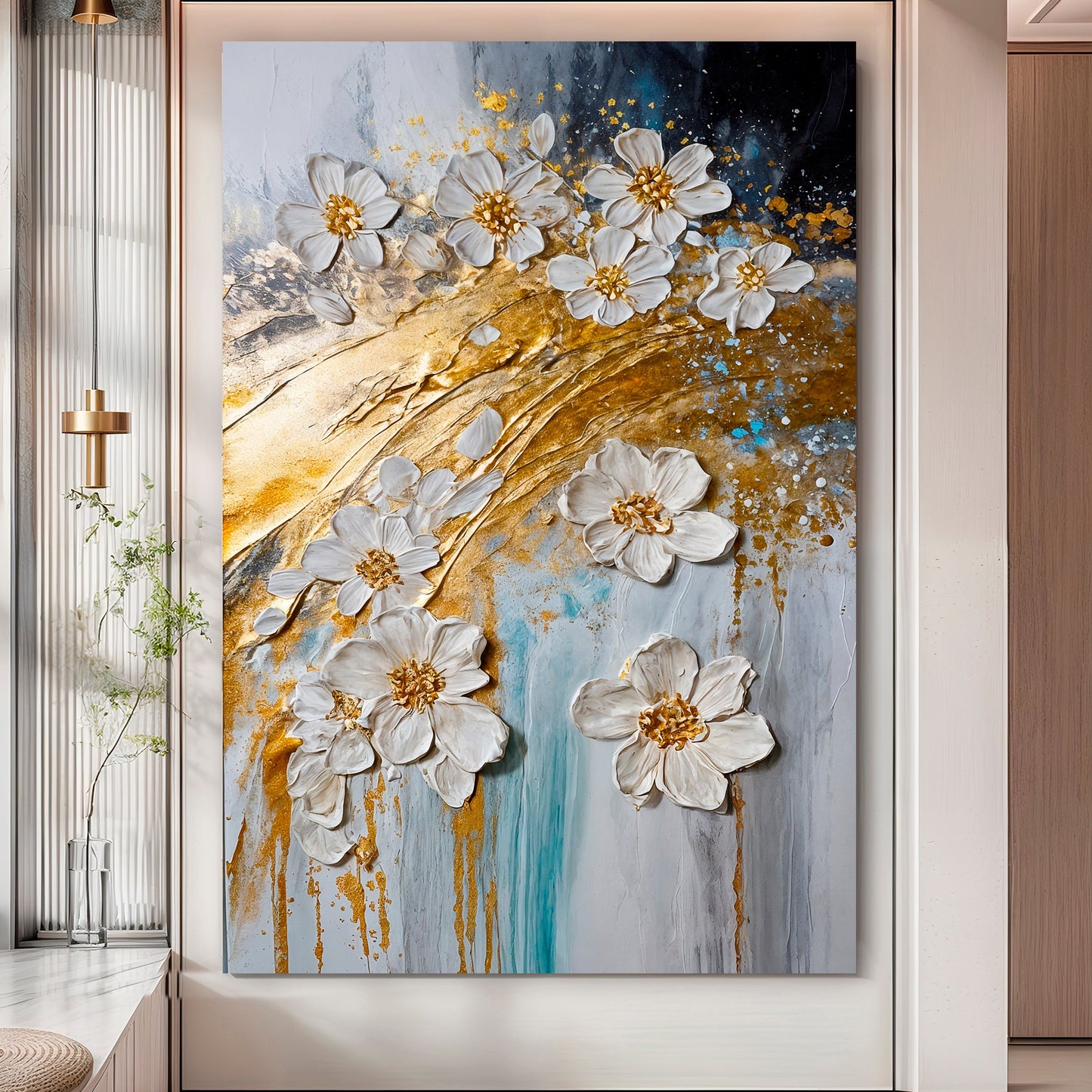 Gilded Floral Abstraction Wall Art