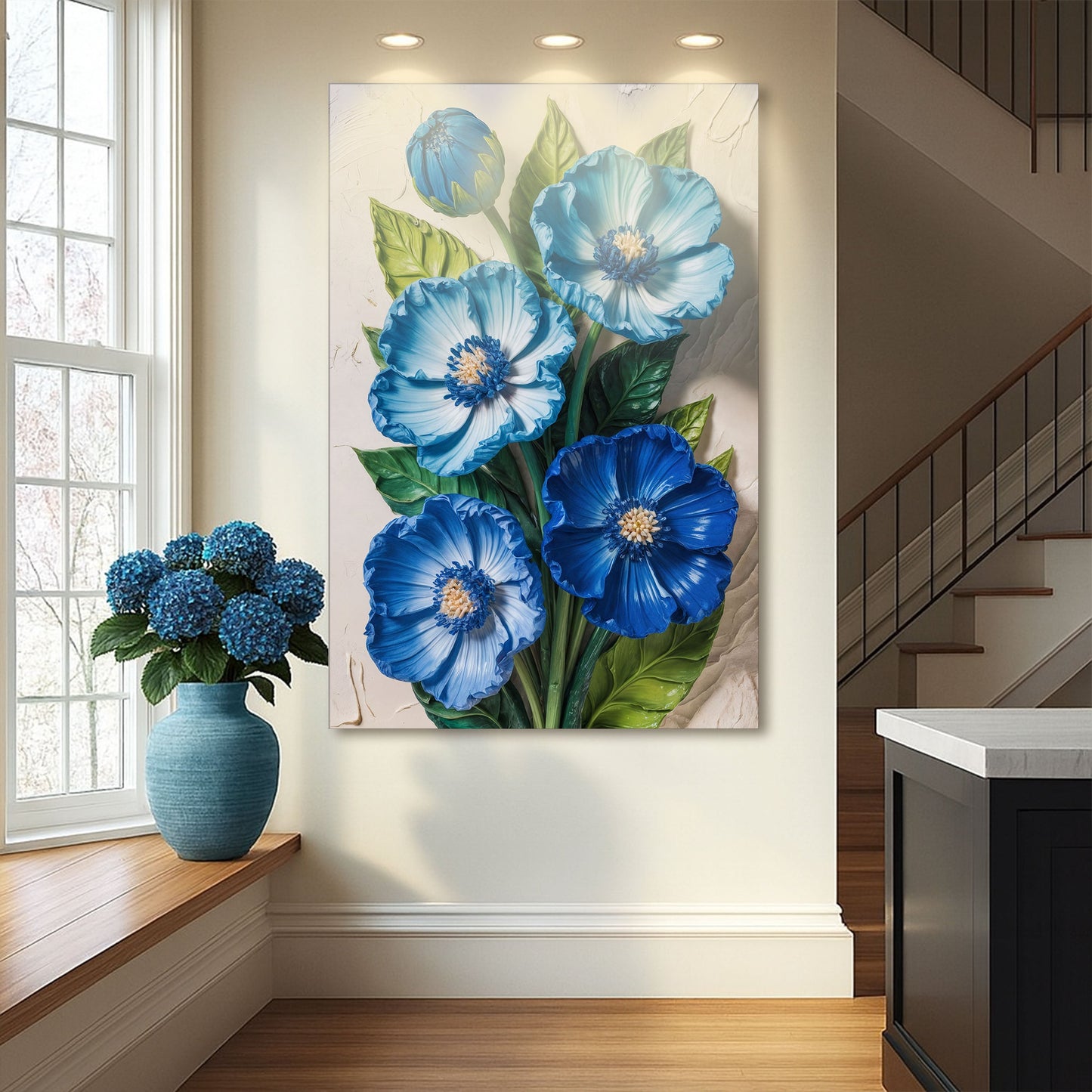 Blue Petal Symphony Wall Art