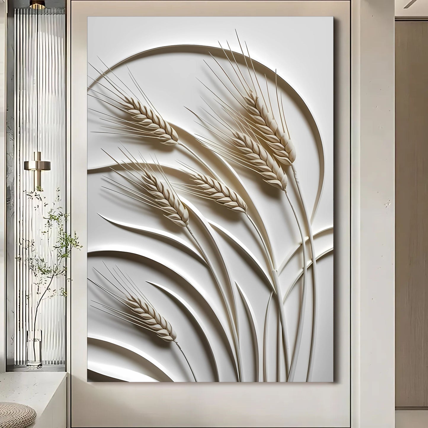 3D Wheat Relief Sculpture Wall Art