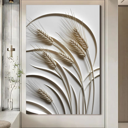 3D Wheat Relief Sculpture Wall Art