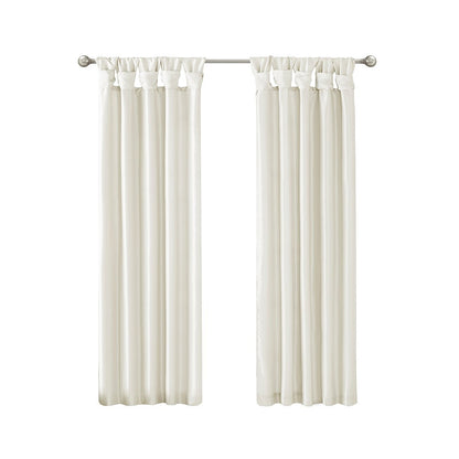 Twist Tab Lined Window Curtain Panel White 50x95