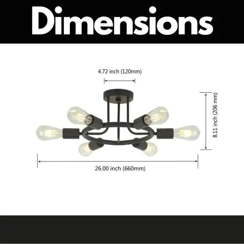 Modern Sputnik 6-Light Chandelier in Black