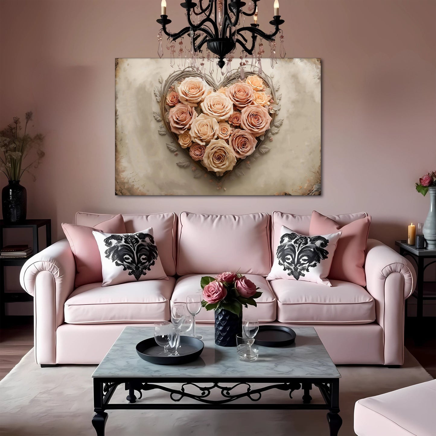Modern Floral Heart Silhouette III Wall Art
