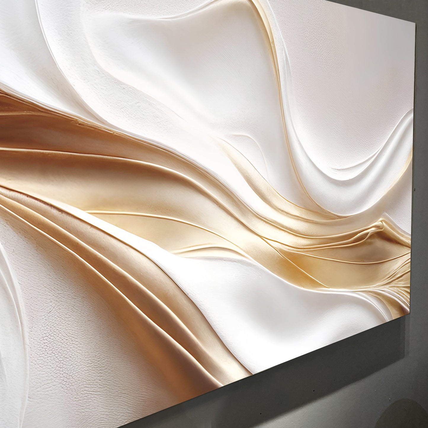 Golden Linework on White Wall Art
