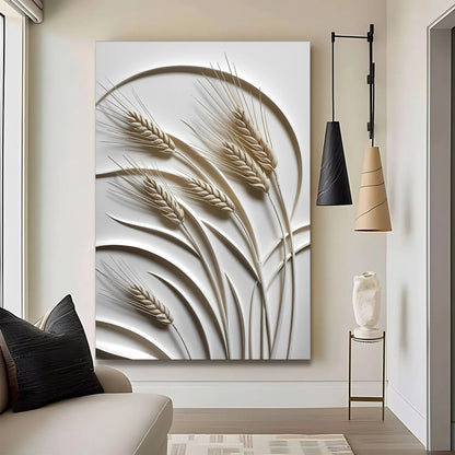 3D Wheat Relief Sculpture Wall Art