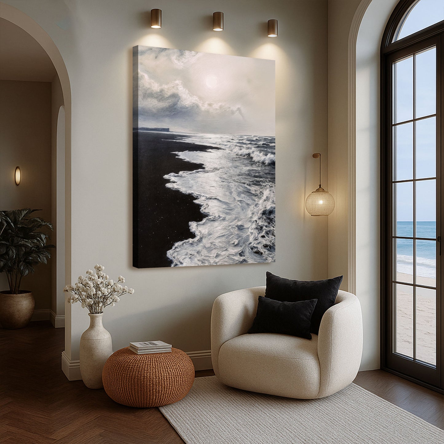 Monochrome Wave Abstract Wall Art