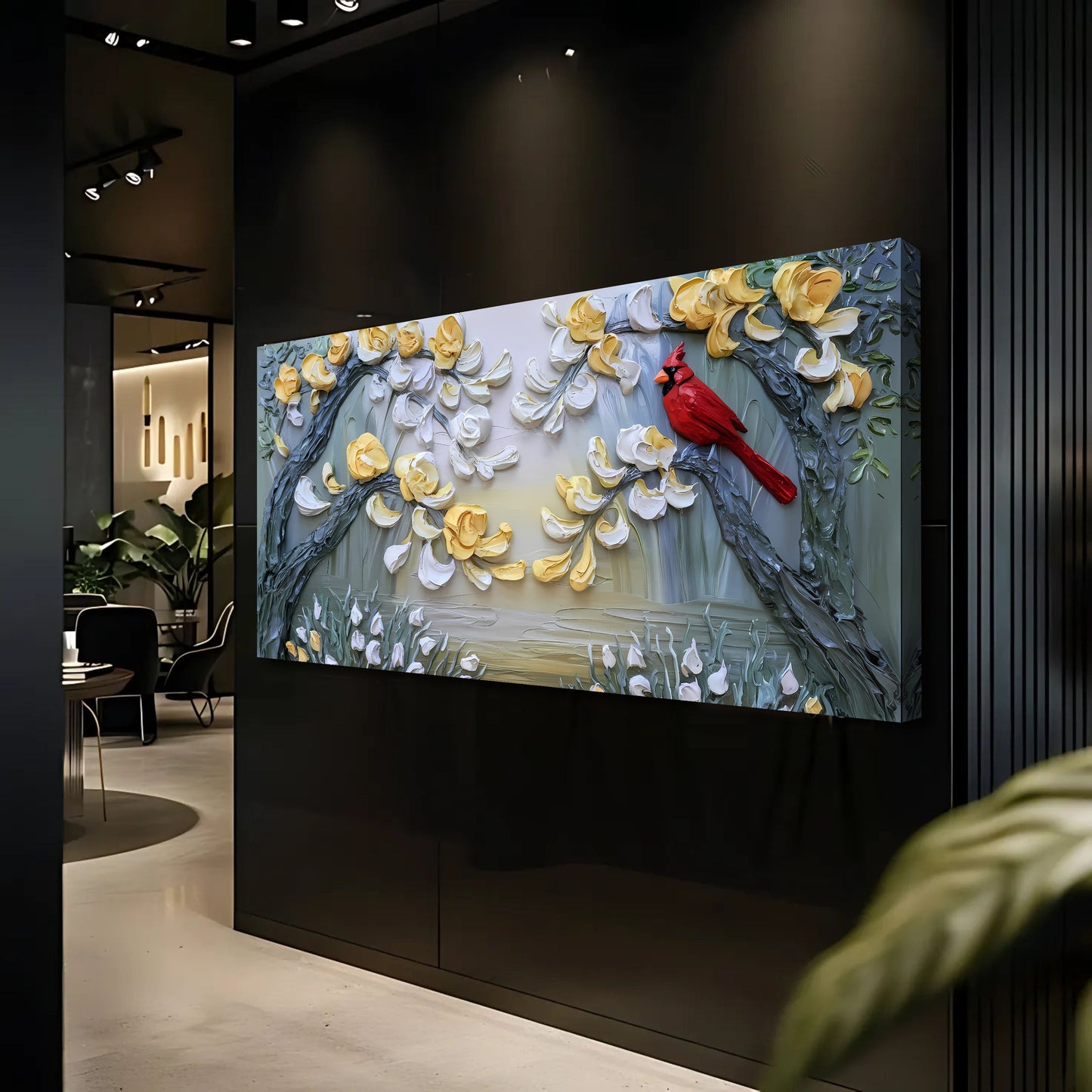 Crimson Wing & Gilded Petal Form Wall Art