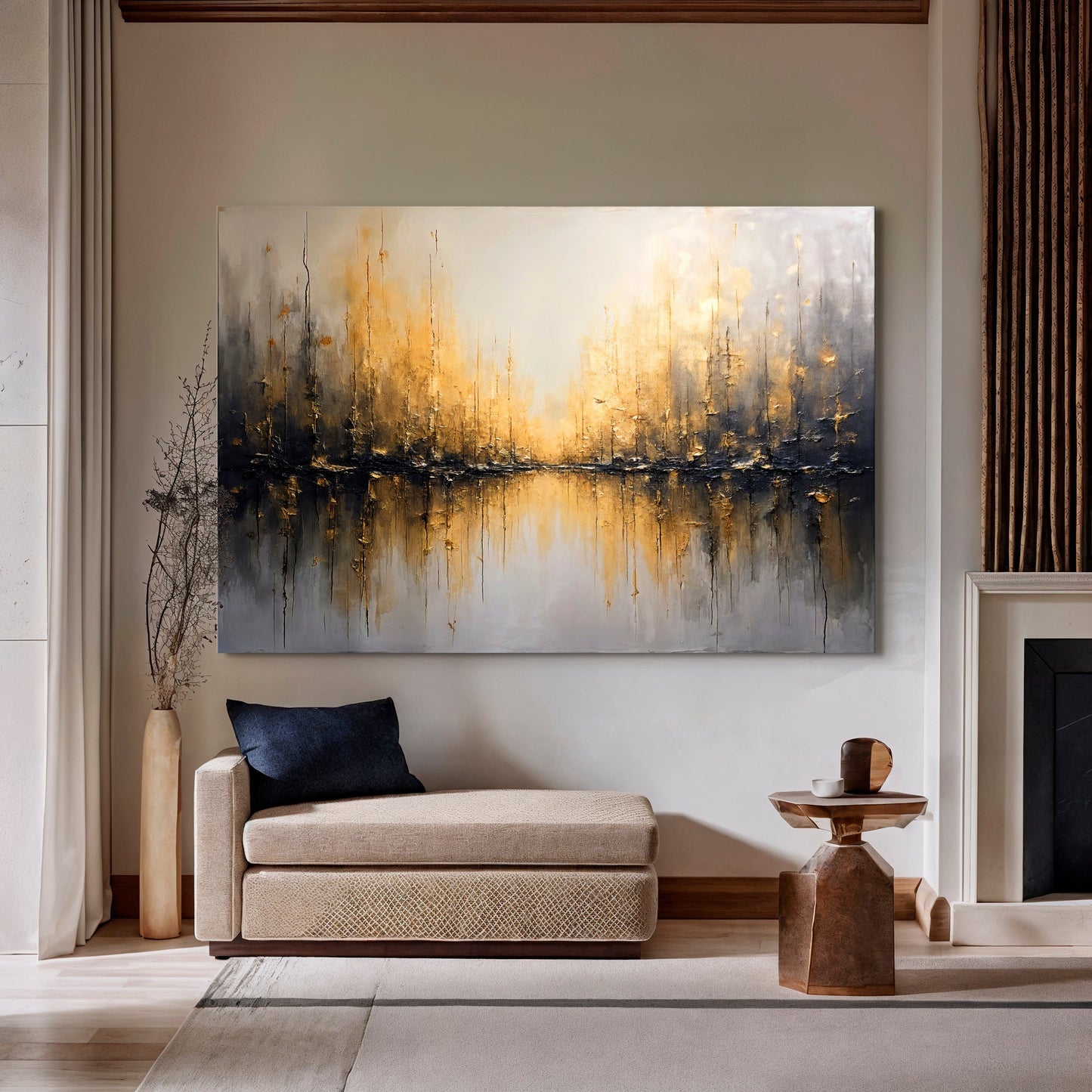 Luminous Gold Reflections Wall Art
