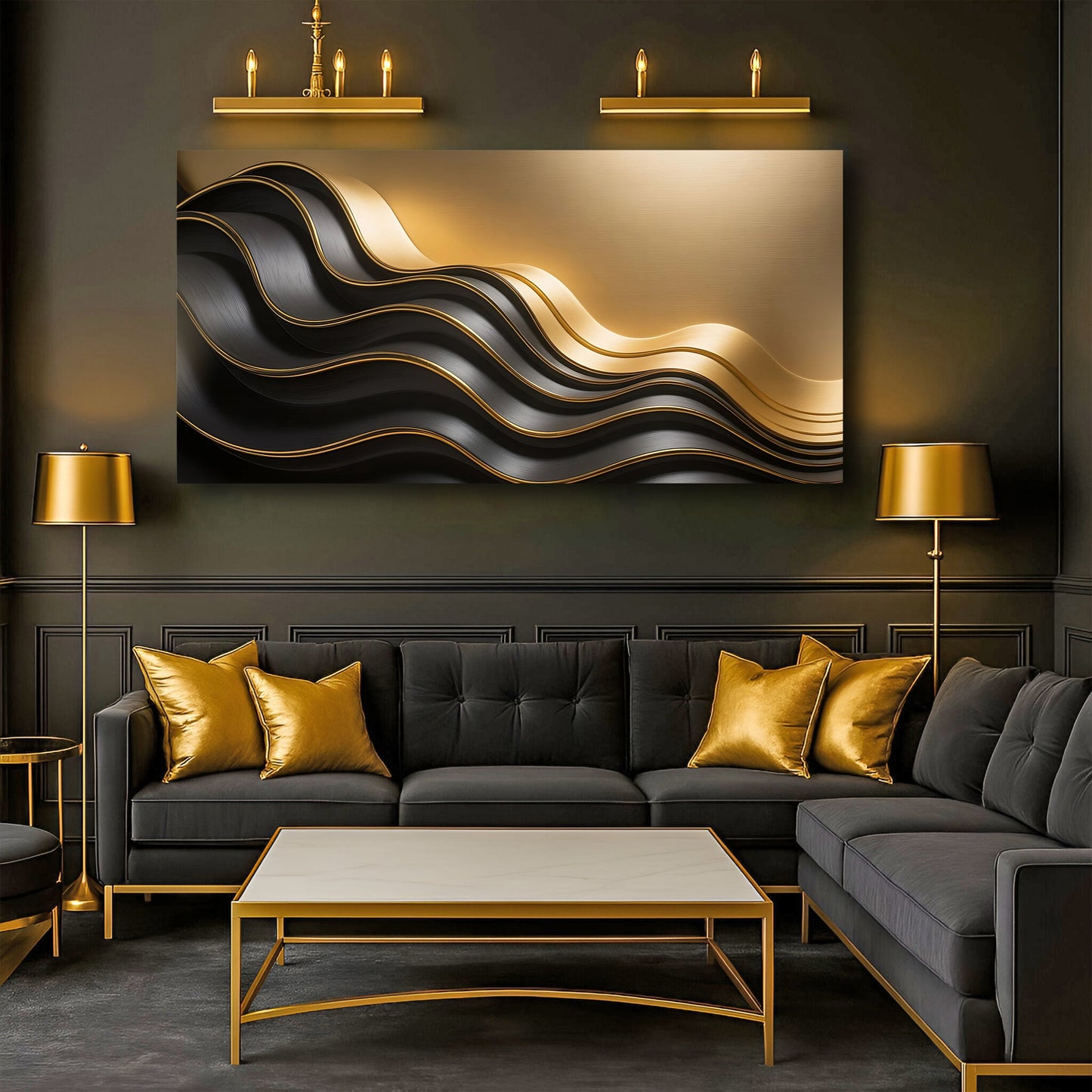 Abstract Noir & Gold IV Wall Art