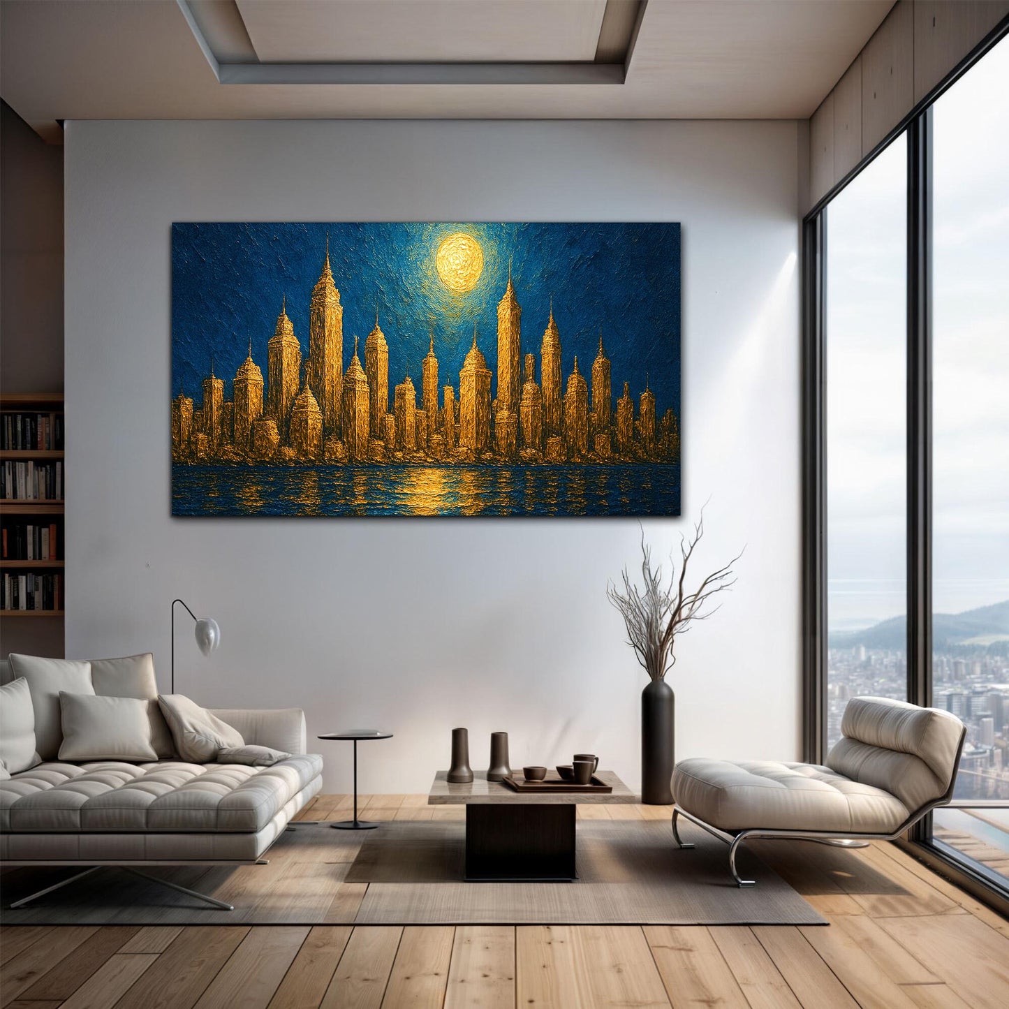 Impasto Golden Skyline Wall Art