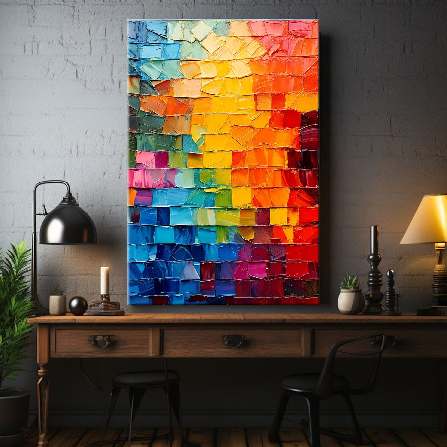 Chromatic Tile Harmony Wall Art