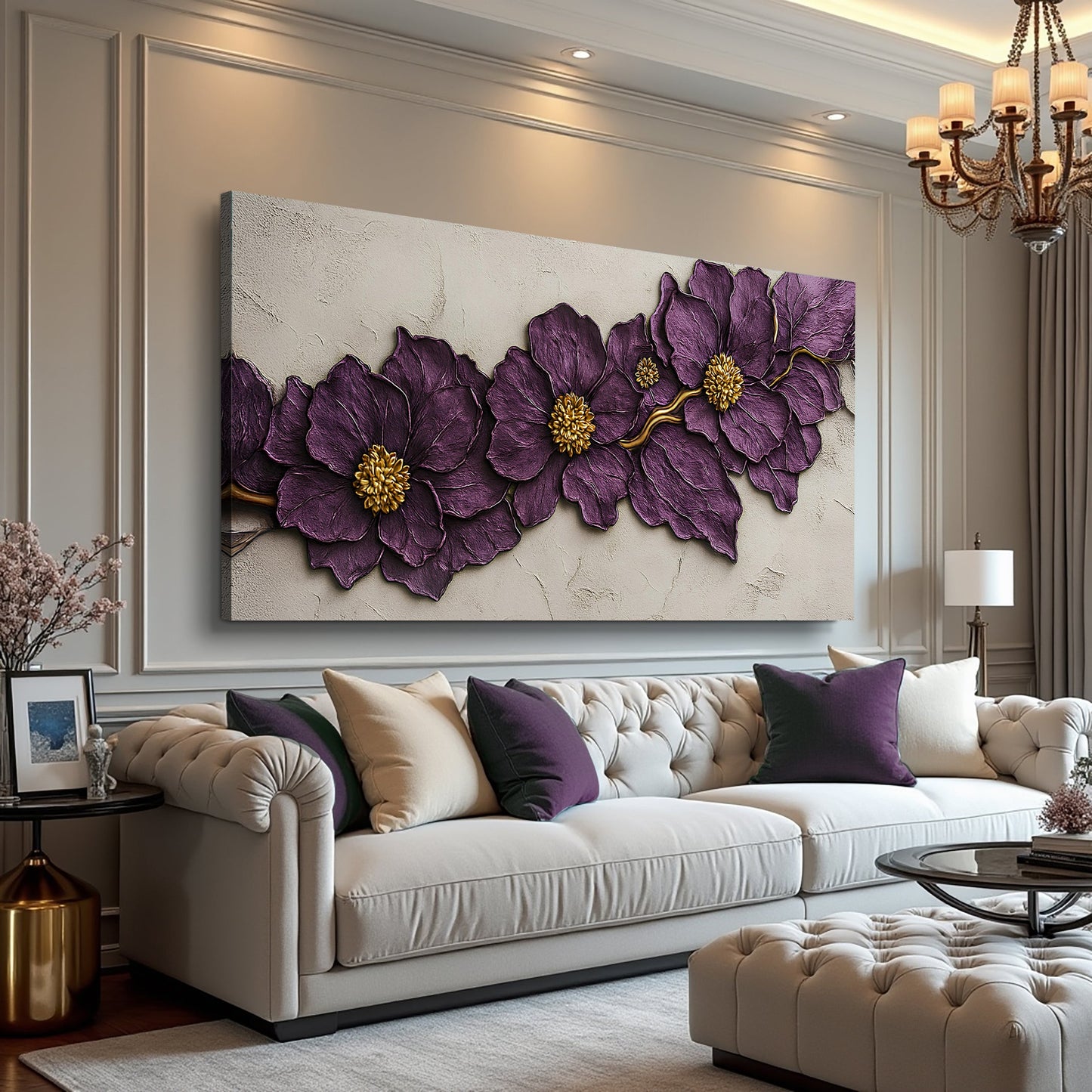 Violet Blossom Sculpture Wall Art