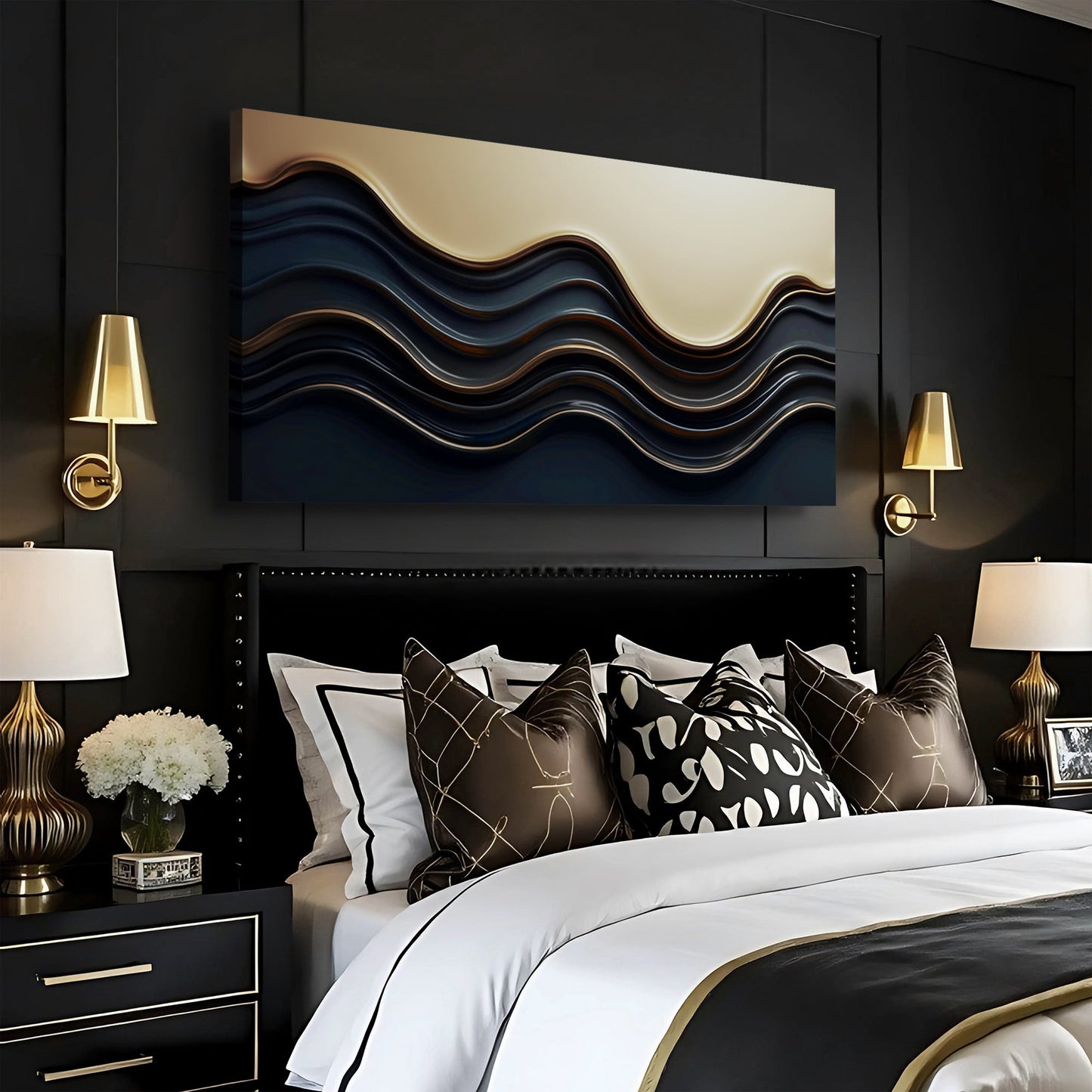 Gold on Black Composition III Wall Art
