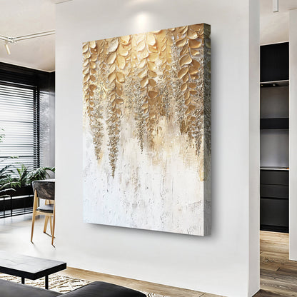 Cascading Gold Wisteria Wall Art